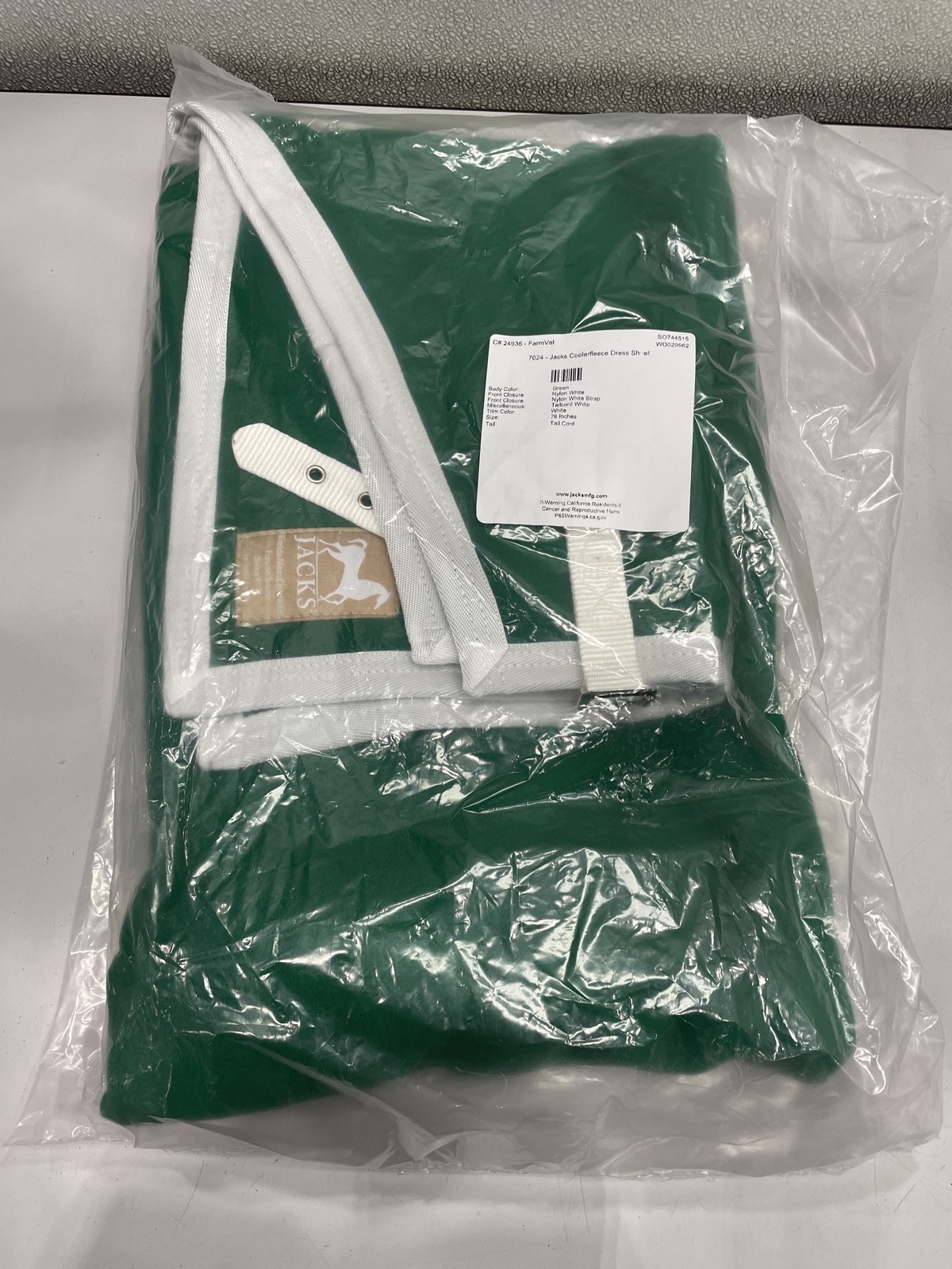 Jacks Cooler Fleece Dress Sheet For Horses In Green 76"