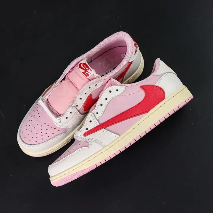Travis Sc0tt x Jordan 1 Low OG "Shy Pink" Red Size US 7-12 NEW Men's
