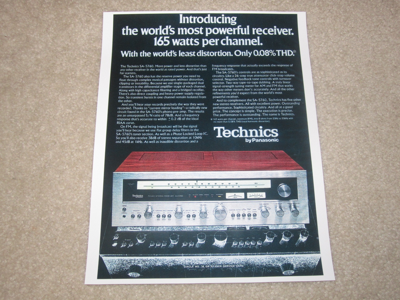 Technics SA-5760 Receiver Ad, 1 page, Article, Specs, Color