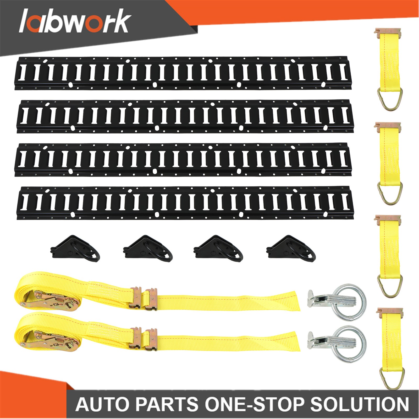 Labwork 4 4' E Rails 4 O-Rings 4 D-Ring 2 Ratchet Straps 2 Heavy-duty O-ring