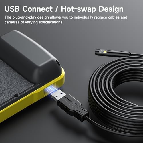 Dual Lens Endoscope Camera with 5" IPS Screen, 1080P, 16.5FT Cable, LED Lights