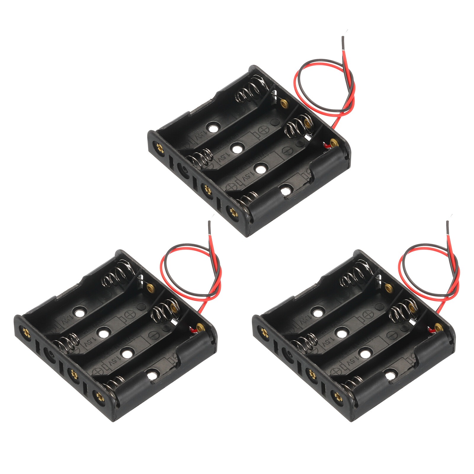 3Pcs Battery Holder Box 4 x AA 4 Slots 2.5" Wire Lead for AA-Batteries Holder