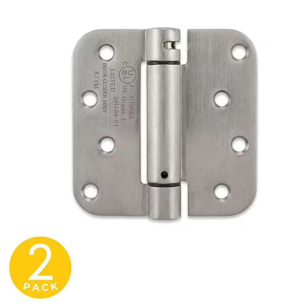4 In. X 4 In. Satin Nickel Full Mortise Spring 5/8 In. Radius Hinge with Removab