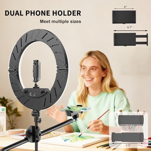 55W18 45cm Ring Light Kit 6700K Dimmable Tripod Stand