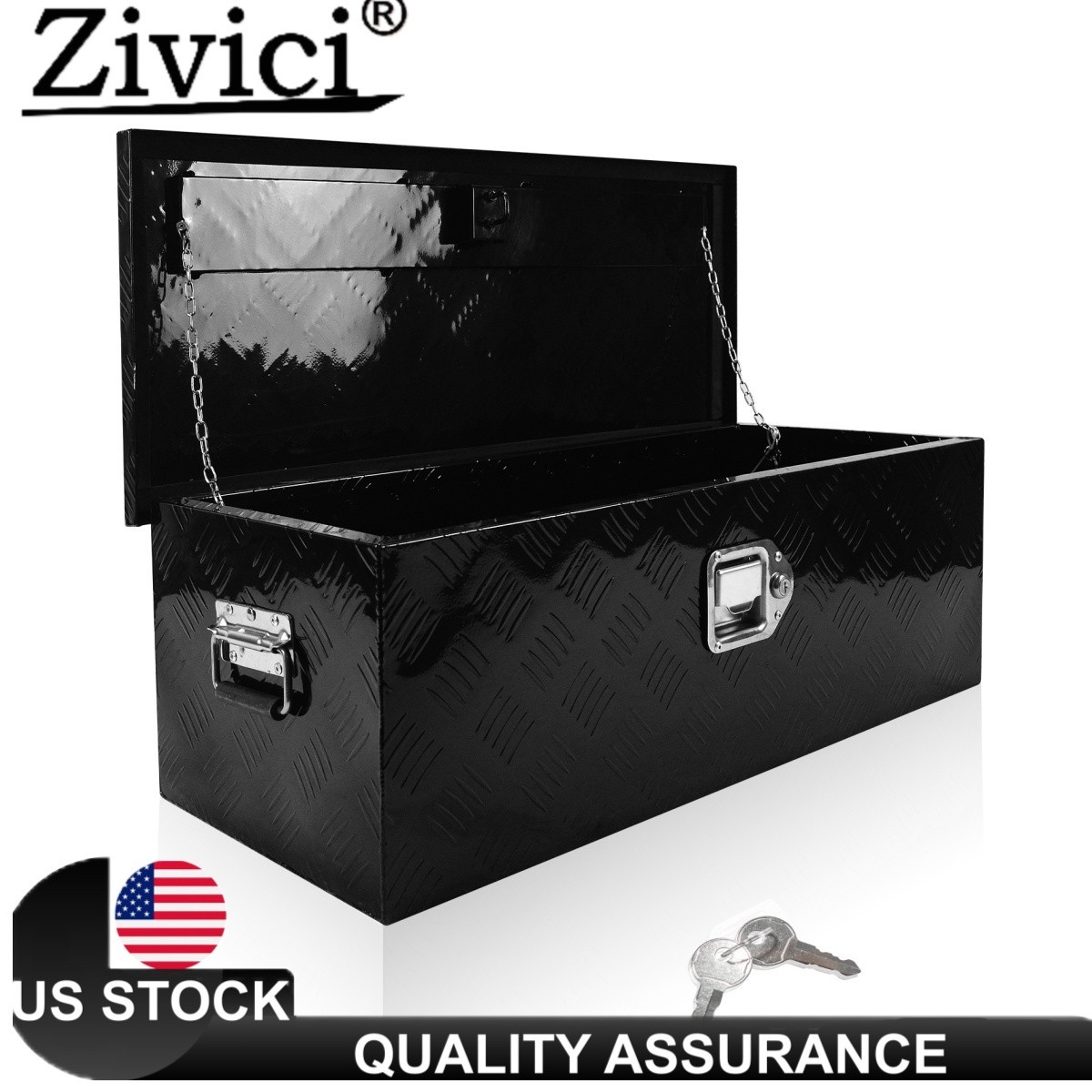 30 x 13 x 10 in Aluminum Truck Bed Tool Box Trailer Storage Organizer Chest Box