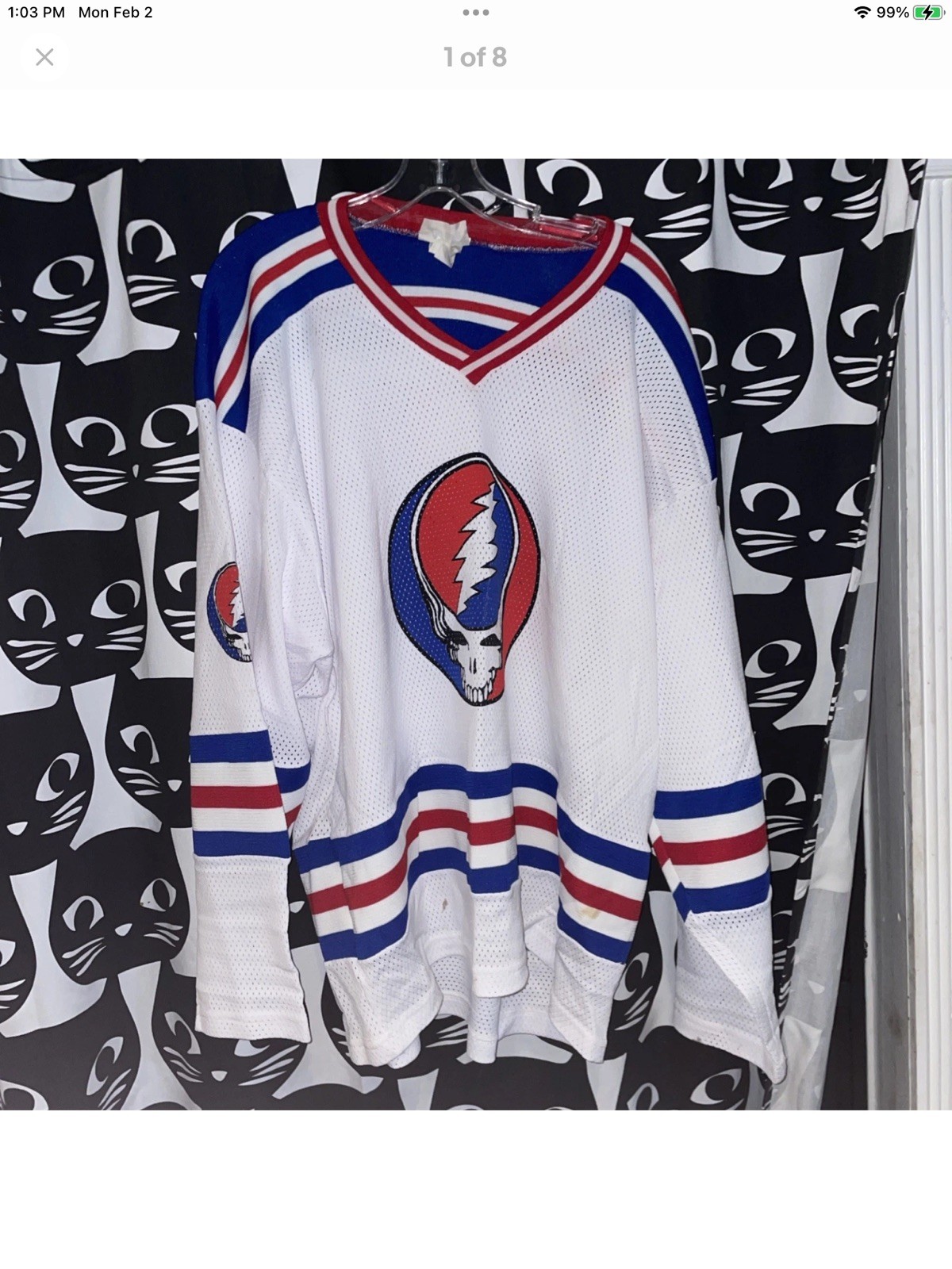 Grateful Dead NY Rangers Hockey Jersey Mens XXL Classic White Vtg 90’s