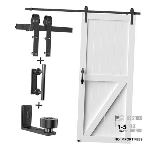 6FT Heavy Duty Sliding Barn Door Hardware Kit（1x Floor Guide&1x Pull 6 Feet