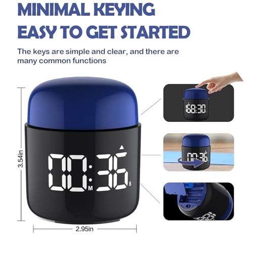 Large Display Digital Timer Stopwatch, Retro Manual Twist Table Count Down Navy