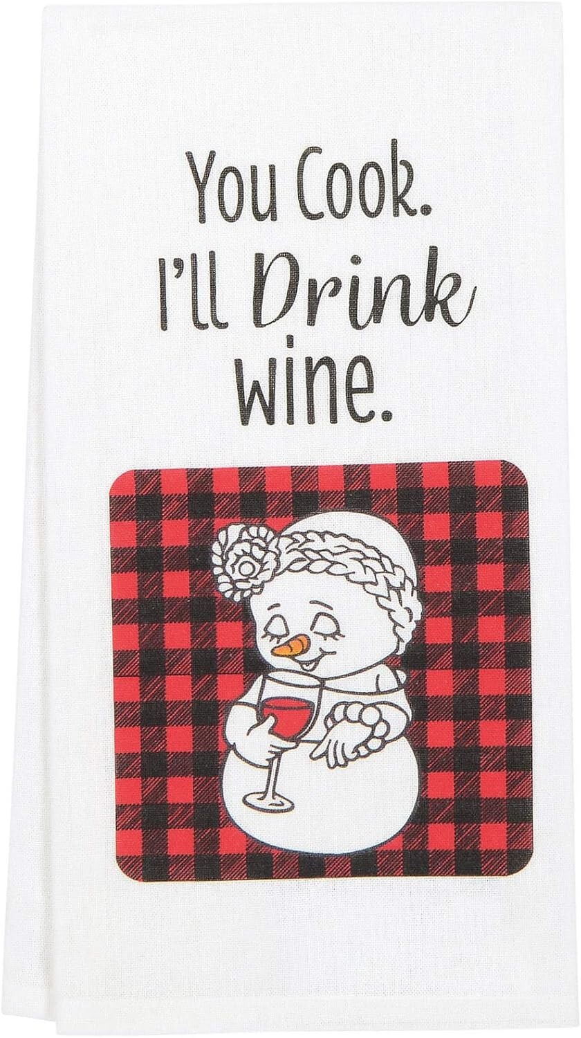 Snowpinions You Cook I'll Drink Wine Dish Towel 18" x 26"