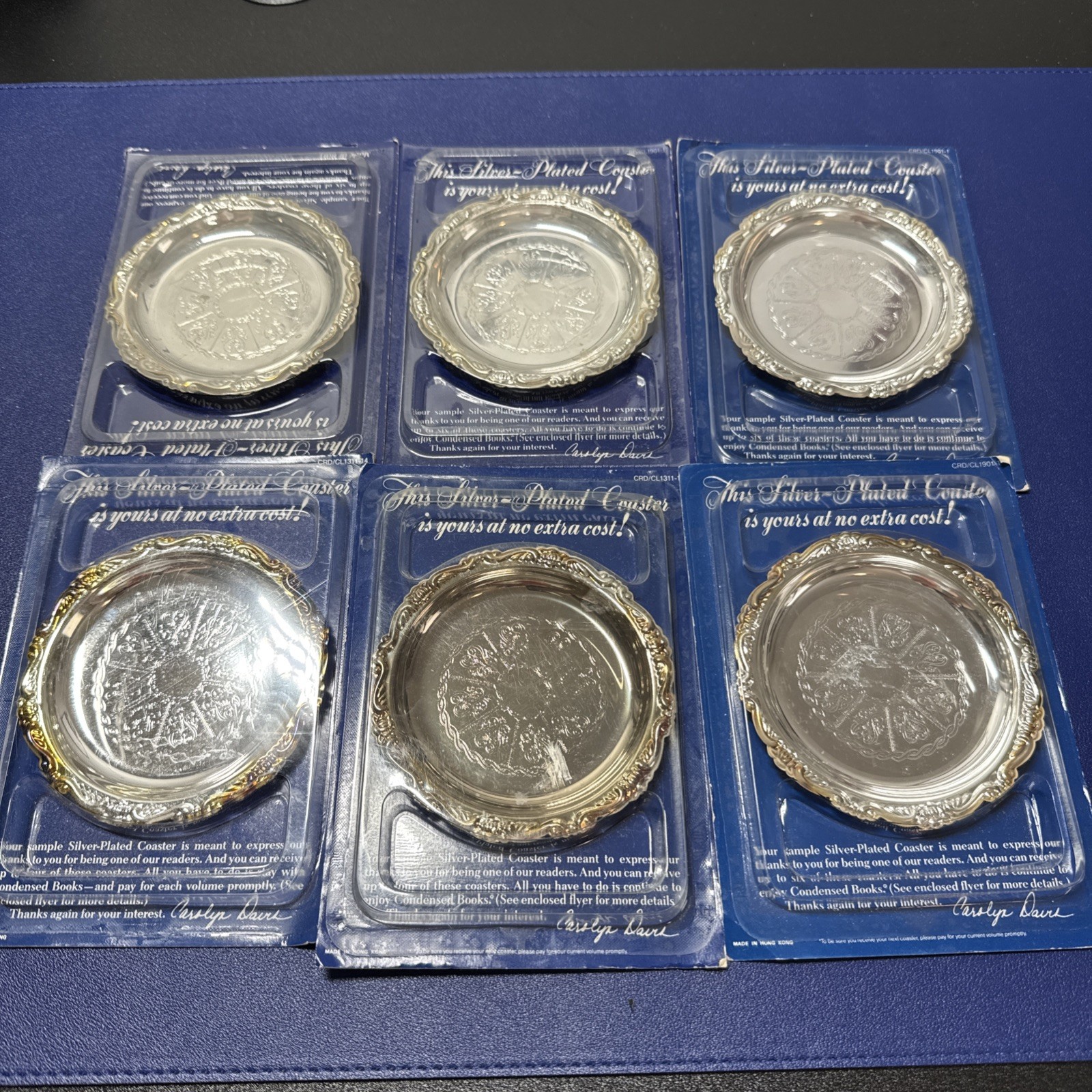 Vintage 1988 Vintage Readers Digest Exclusive Silver Plated Coaster Set of 6- 4"