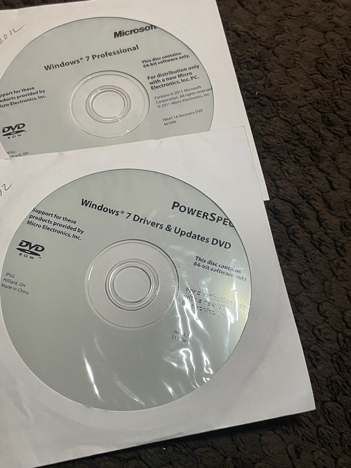 Windows 7 Professional 64 Bit, Windows 7 Drivers & Updates 64 Bit Never Used