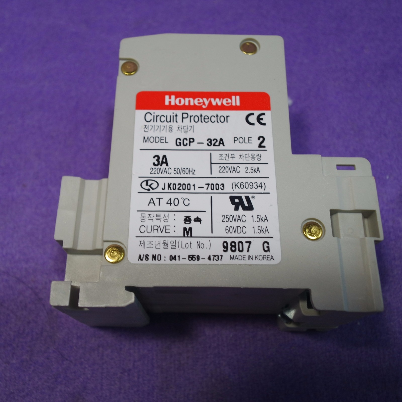 Honeywell GCP-32A 3A Circuit Protector 3A 2 Pole switch, USED