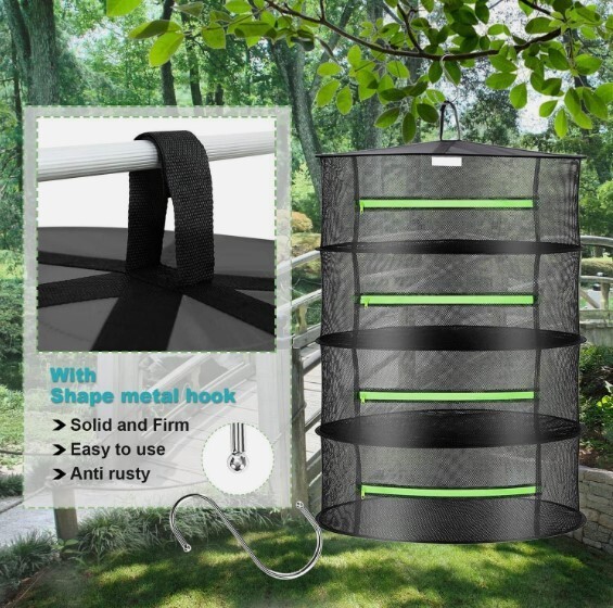 6 Layer Food Dehydrator Rack Tray Hanging Solar Fruit Herb Drying Rack Collapsib
