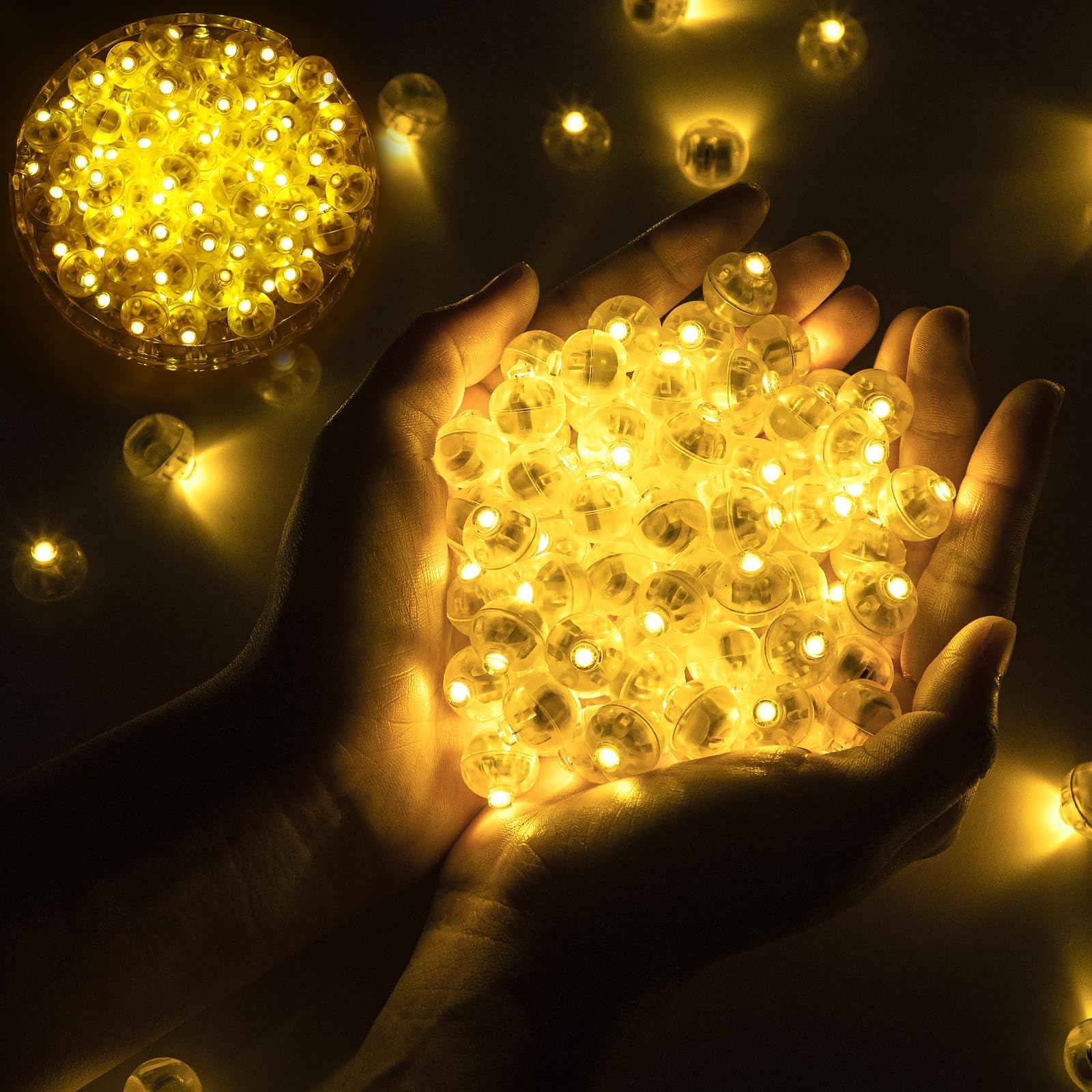 chzk 50pcs Balloon Lights Mini LED Round Long Small, Warm White