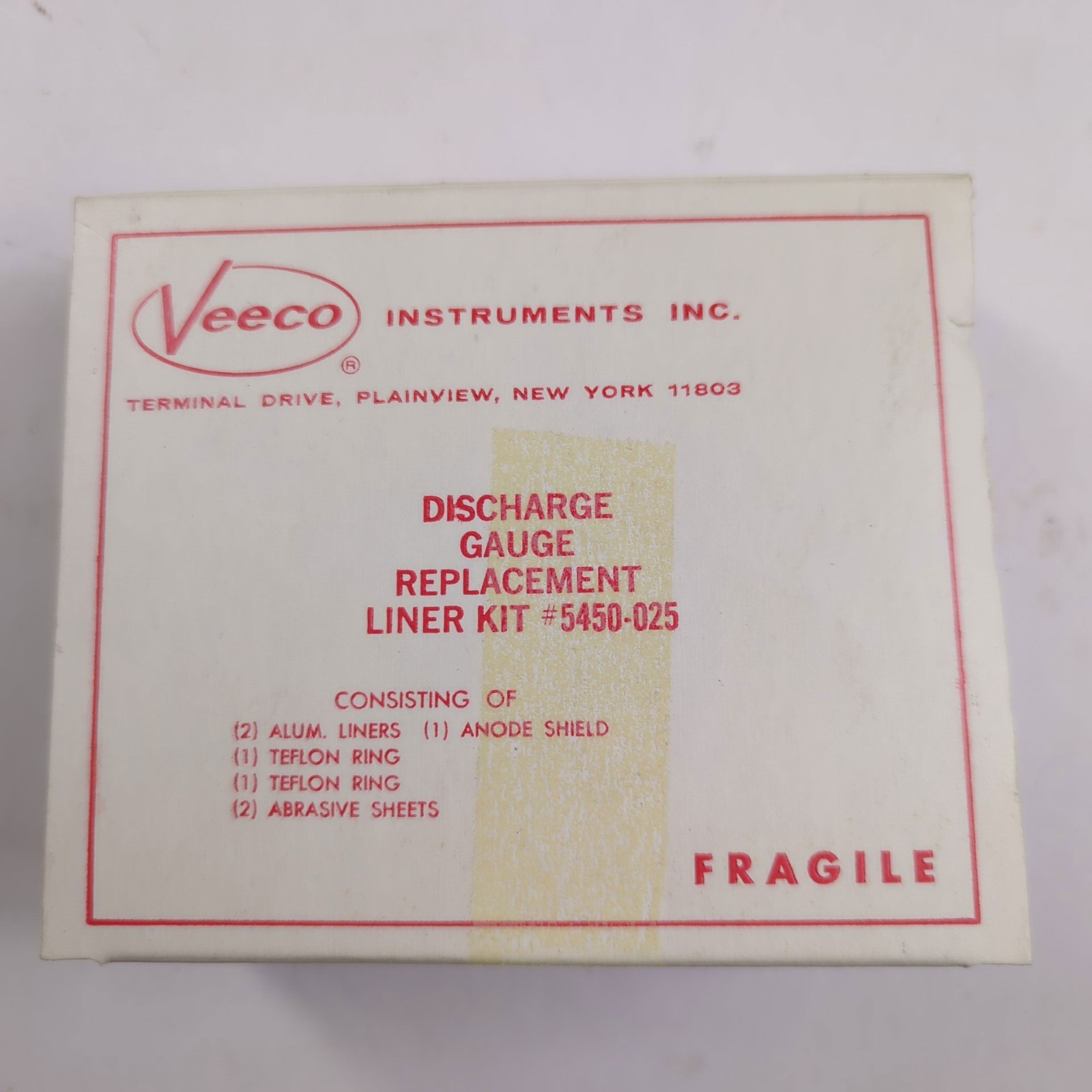 NOS Veeco Discharge Gauge Replacement Liner Kit for Leak Detectors 5450-025