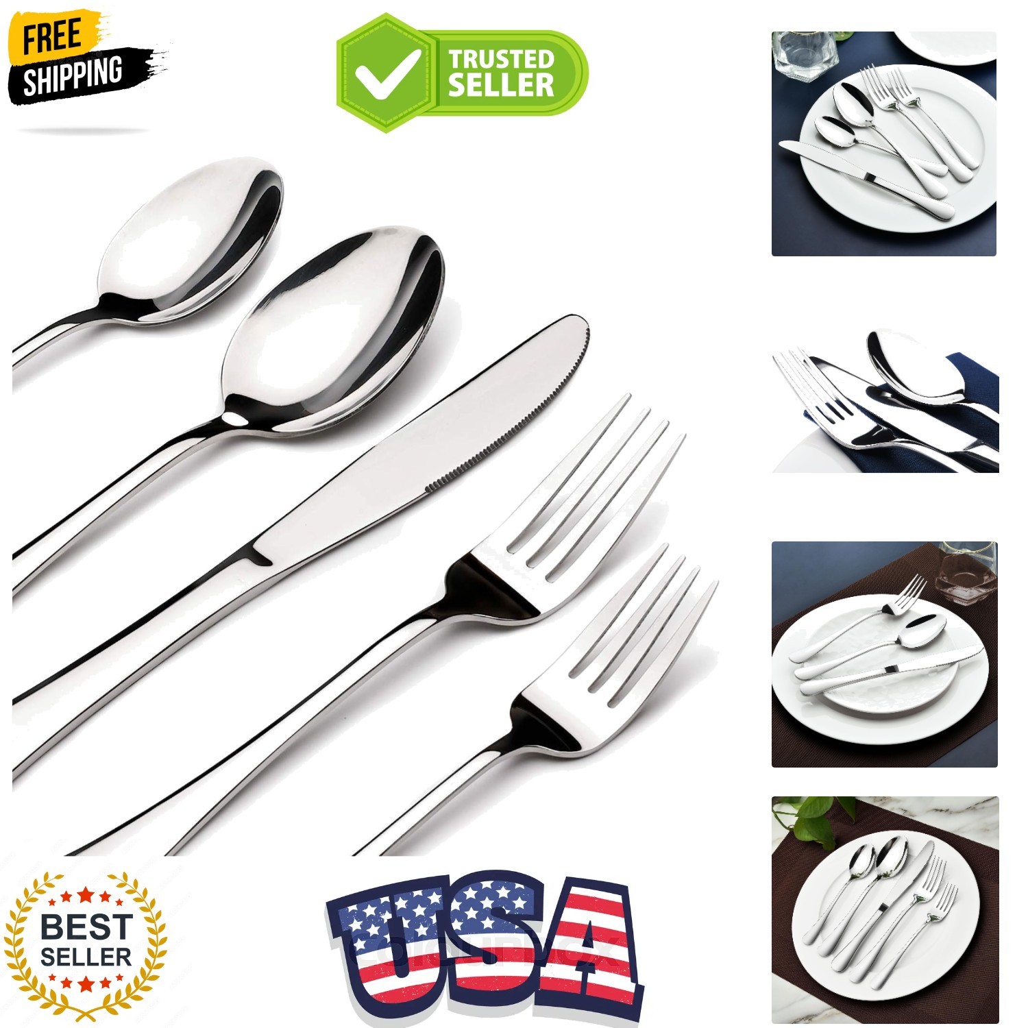 Silverware Set for 6, 30 Piece Heavy Duty Stainless Steel Flatware Utensils C...
