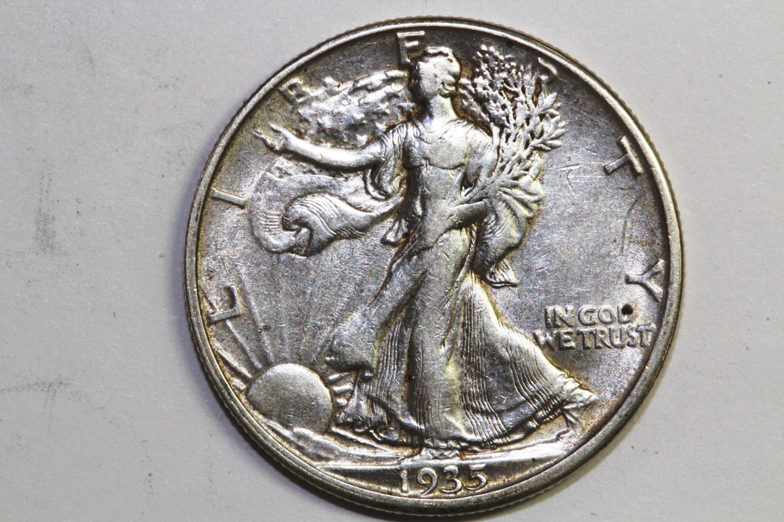 1935-D About Uncirculated AU Liberty Walking 90% Silver Half Dollar (WL1710)