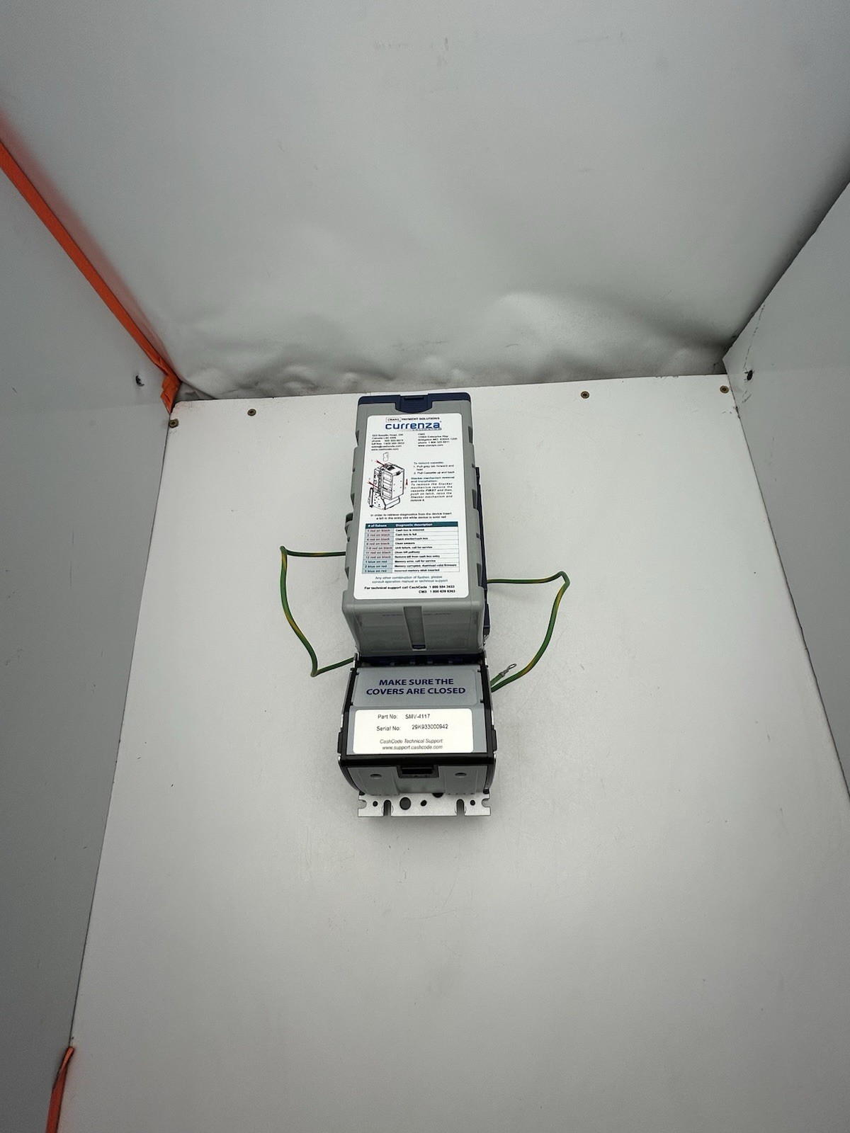Crane Cash Code Currenza SMV 4117 Dollar Bill Validator Acceptor w/ Stacker $1