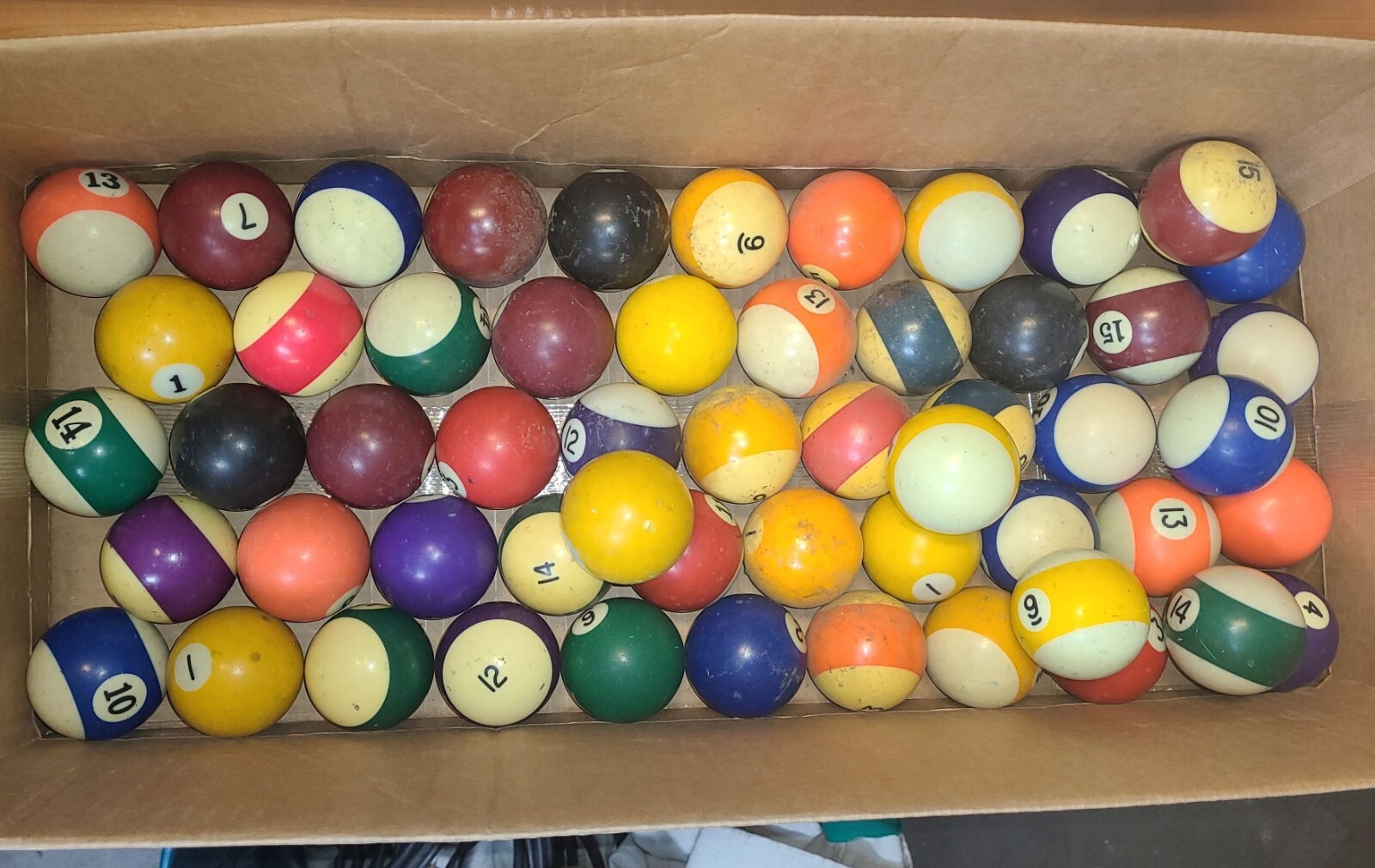 pool table billiard table balls - qty. 65 for 1 price - each 2-1/4" in diameter