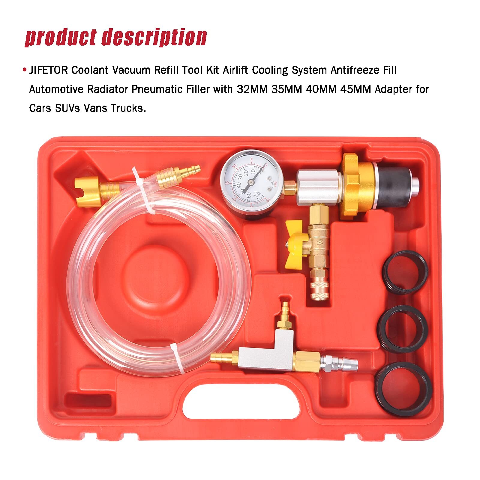 Engine Cooling System Vacuum Purge & Refill Kit Set Universal Pro Tools