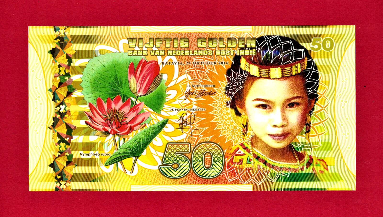 COLORFUL FIFTY 50 VIJFTIG GULDEN NETHERLANDS INDIE POLYMER UNC NOTE  GIRL, BIRDS