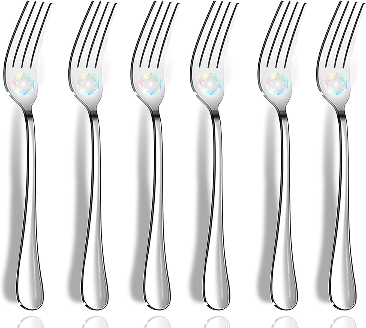 Dinner Forks, Set of 6 Top Food Grade Stainless Steel Silverware Forks, Flatware