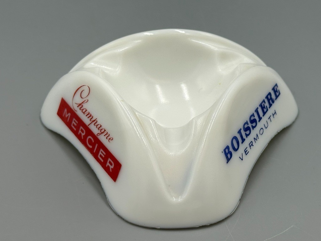 Vintage French MERCIER CHAMPAGNE  - BOISSIERE VERMOUTH Advertising Glass ASHTRAY