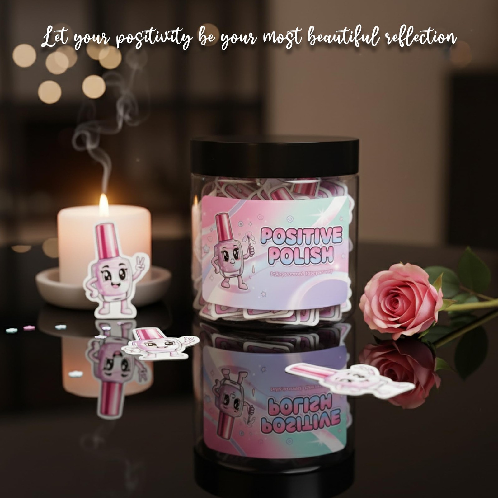 Positive Nail Polish Affirmation Jar, 60 Medium, Jar
