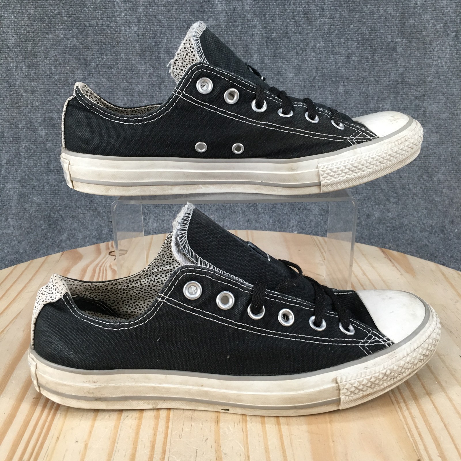 Converse Chuck Taylor All Star Double Tongue Ox Shoes Womens 10 M Canvas Black
