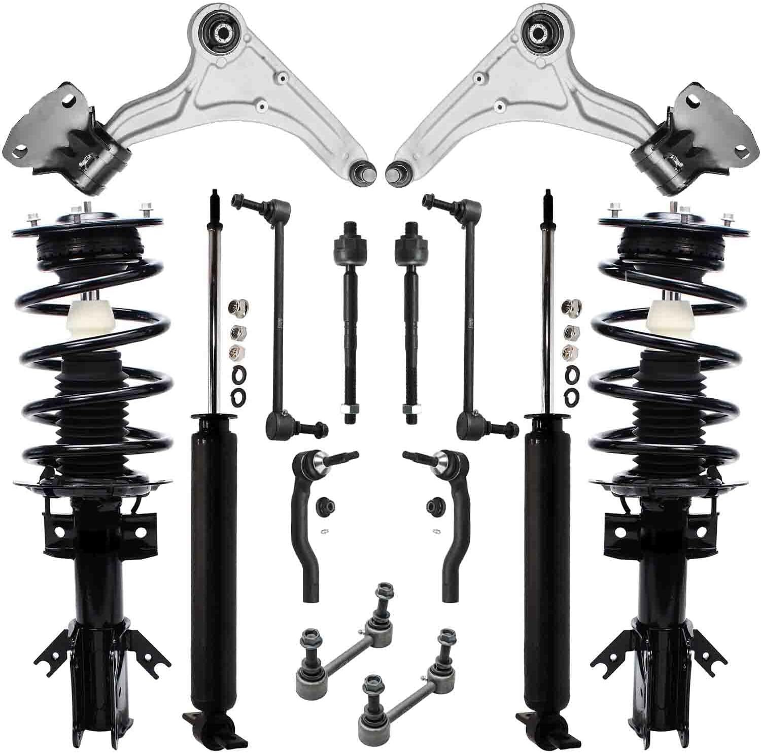 Front Struts Rear Shocks Control Arms Sway Bars Tie Rods for 2013-17 Ford Fusion