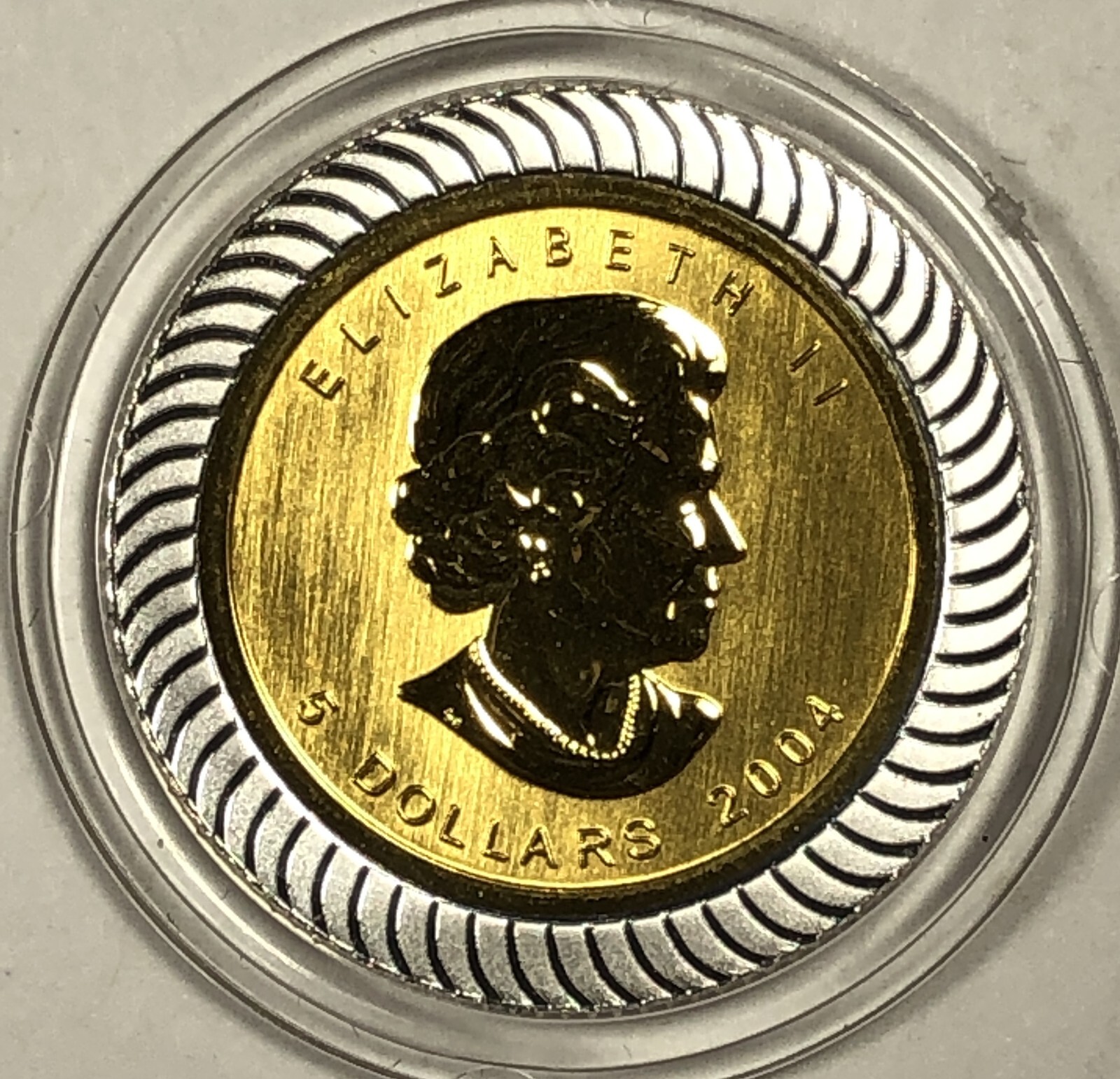 2004 $5 Canada Bi Metalic 1/10oz Gold and Silver. Mintage 839. Rare. .1oz AGW