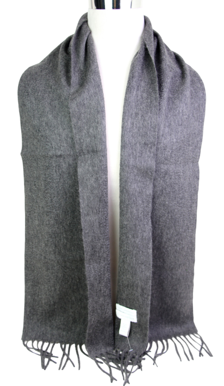 10.5x65" Charter Club CHARCOAL GRAY 100%CASHMERE FRINGE MEN'S WOMEN'S SCARF (50T