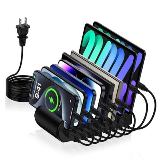 Samusng Charging Station, 65W 8 Ports Multi Charger Station USB Charging Dock