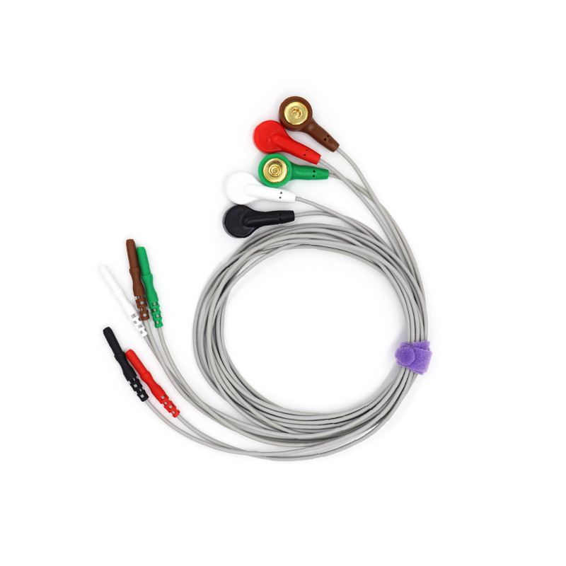 （2Sets）5 Wire ECG Lead Set, AHA Snap, General Purpose ，for Patient Cable