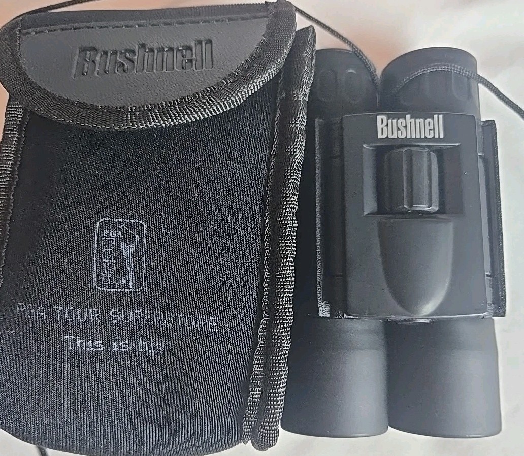 Bushnell 10x25 Compact Folding Binoculars w/ PGA Tour Superstore Pouch 300/1000