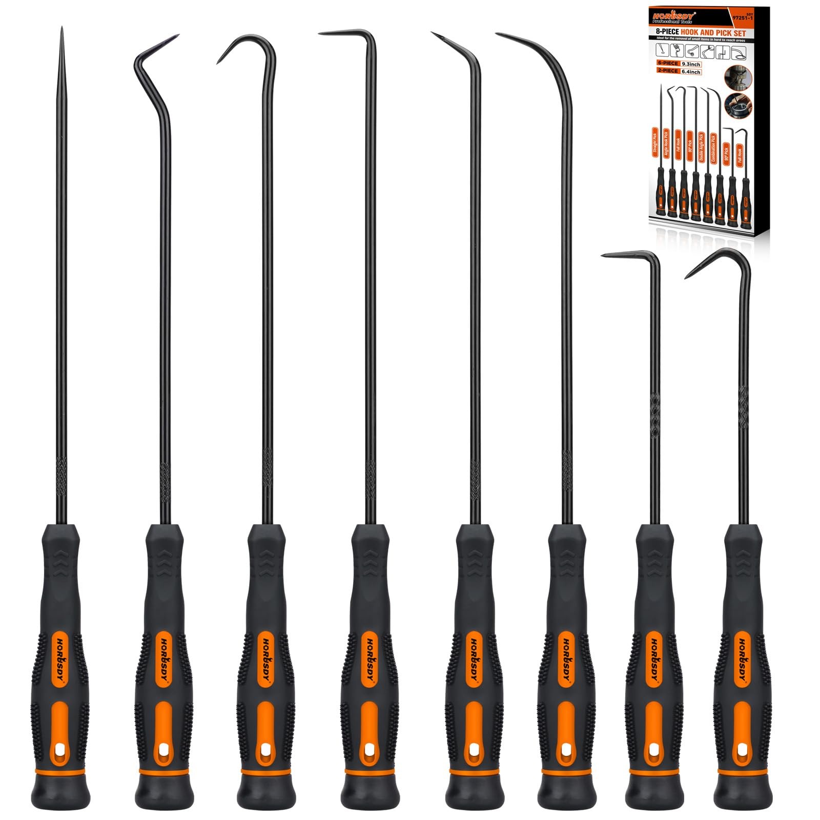 8-Piece Professional Hook and Pick Set for Automotive Precision Work, Oil Sea...
