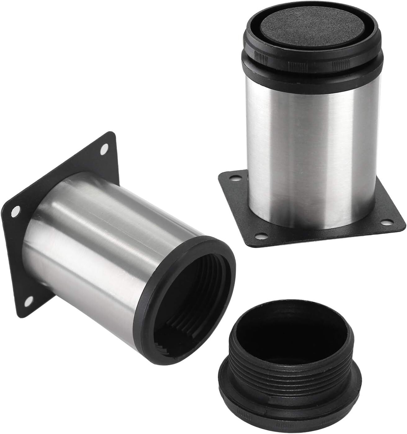 Adjustable 3-Inch Stainless Steel Furniture Legs - Set of 4 Round Cabinet Feet