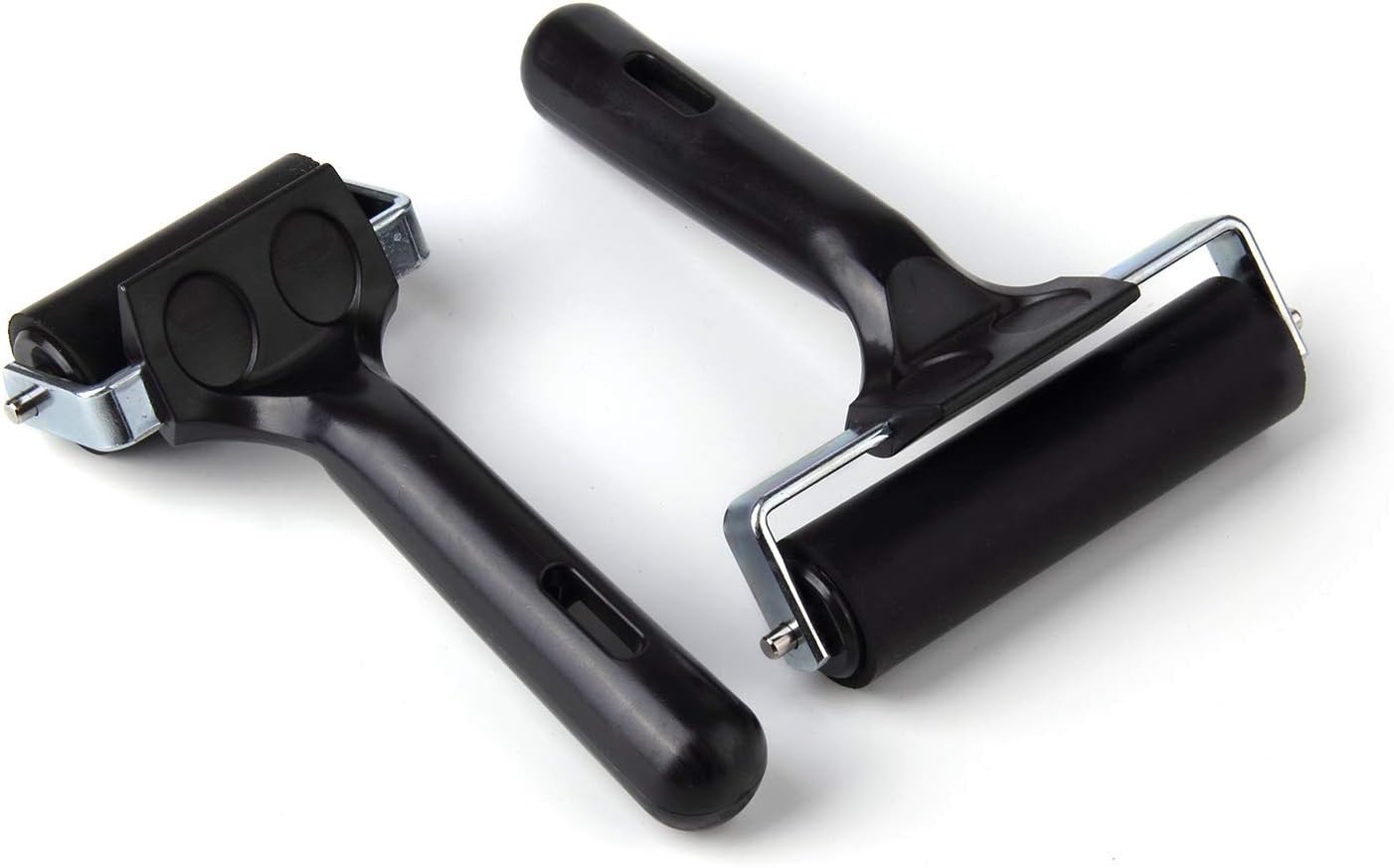 2Pcs Rubber Roller Brayer Rollers Hard Rubber 4 and 2.2 Inch for Printmaking (Bl