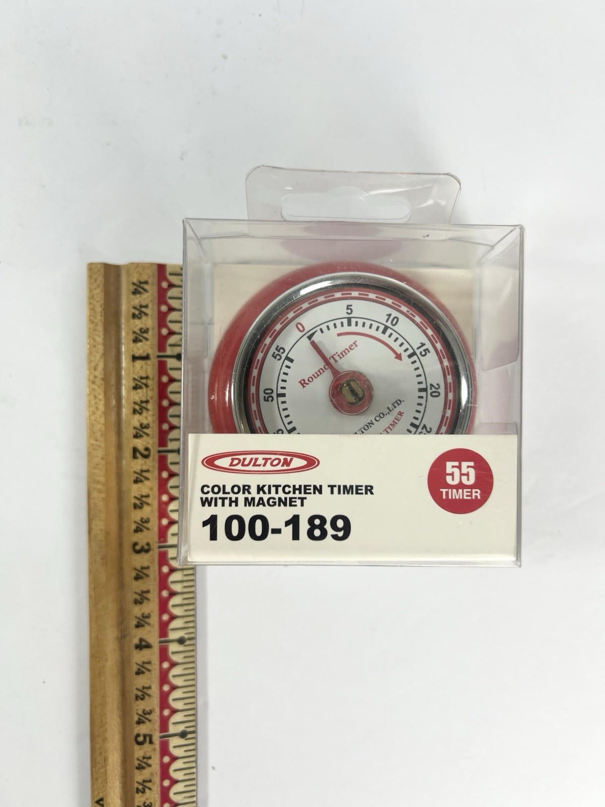 Dulton Co Ltd 55 Minute Kitchen Round Timer Magnetic Red Mechanical Retro