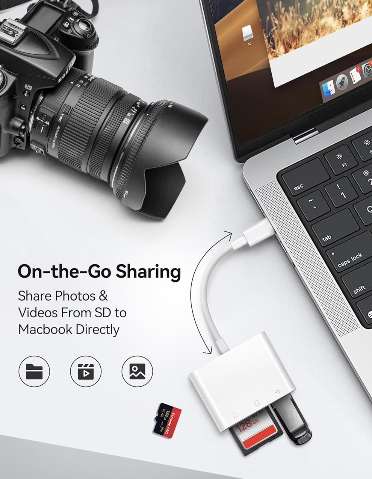 USB-C 3-in-1 Hub Adapter Converter SD Card Reader