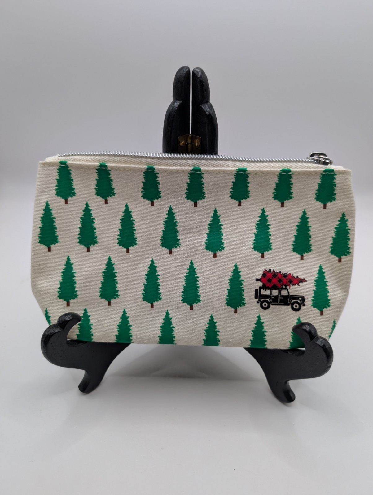super rare Bath & Body Works EVERGREEN TREES Zipper Cosmetic Bag Pouch NWOT