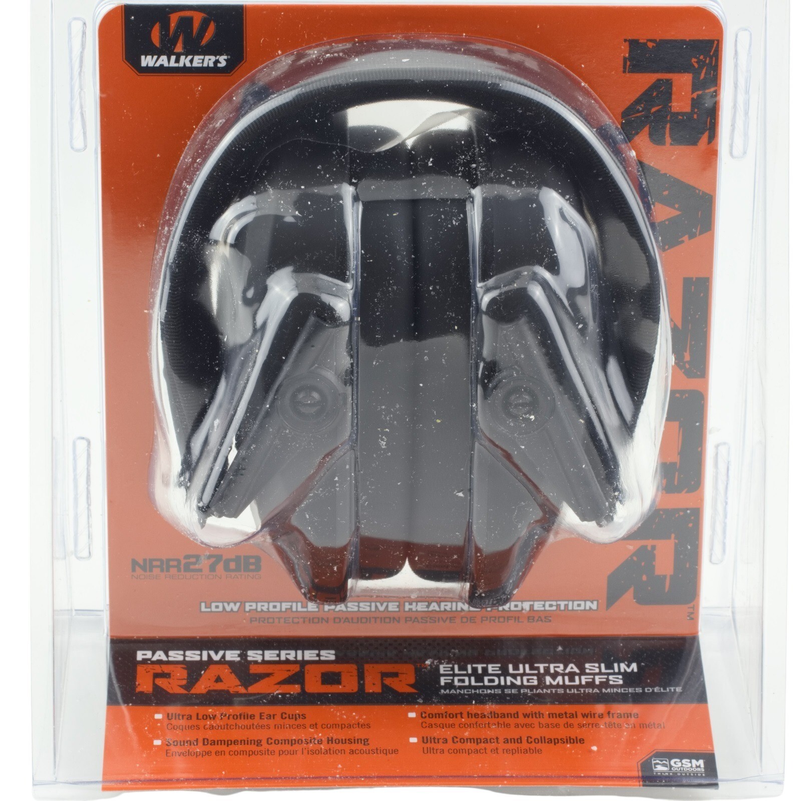 Walker's Razor Slim Passive Ear Muffs Compact Comfort Low Profile Sound Dampen