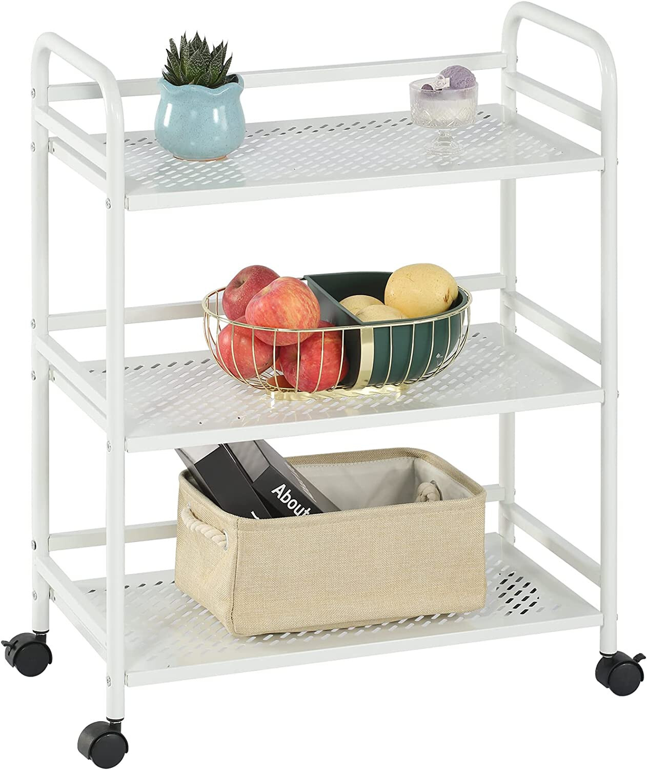 GYCZYCX 3-Tier Mesh Metal Rolling Cart,