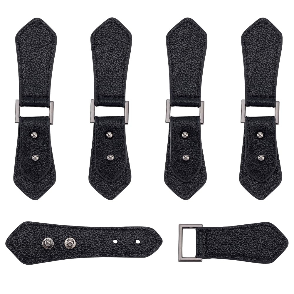 AHANDMAKER 5 Sets PU Leather Cloak Clasp Fasteners, Black Sew on Toggle Closu...