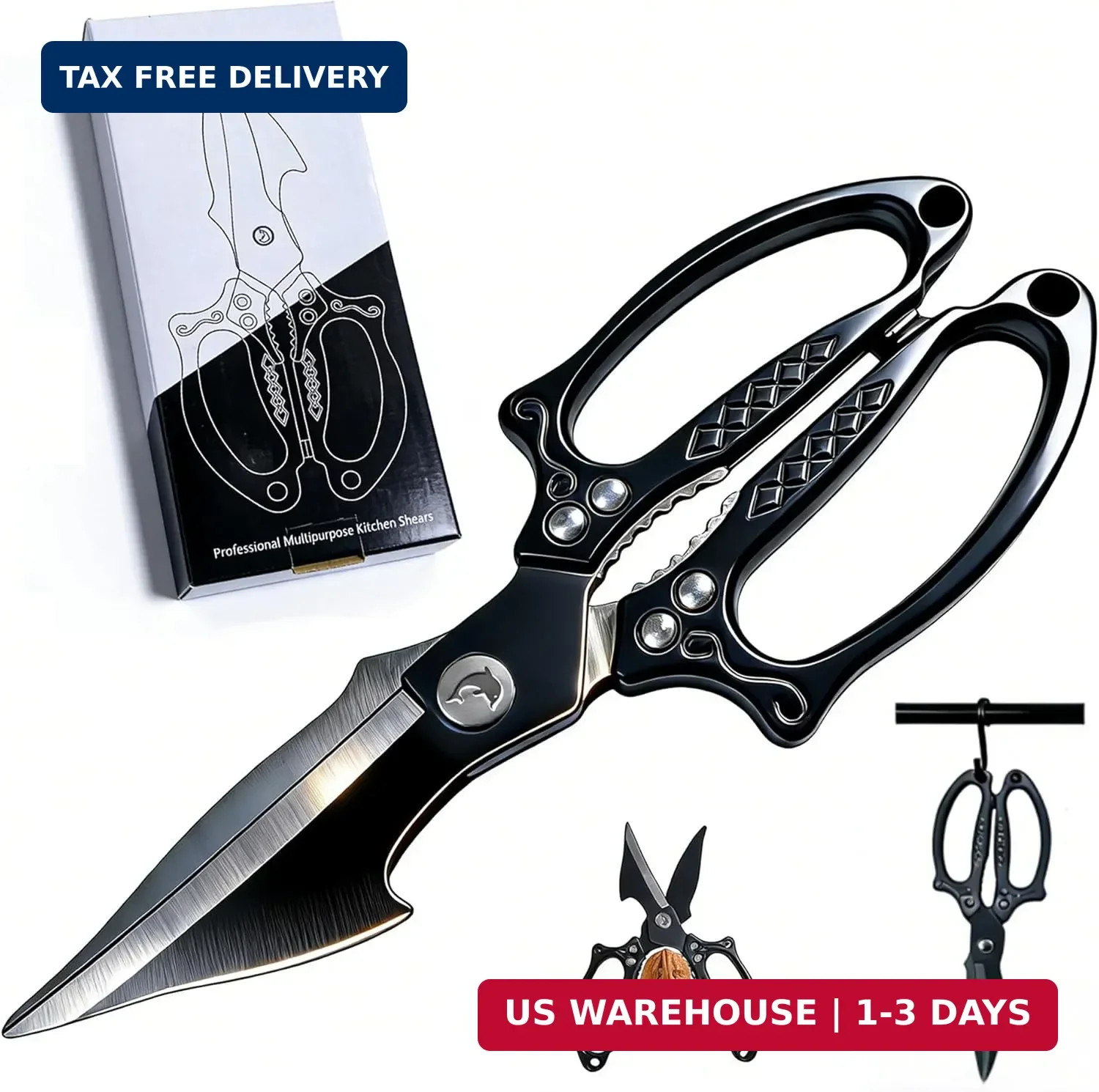 Ultra Sharp Poultry Shears - Heavy Duty Kitchen Shears,Japanese High Carbon Stee