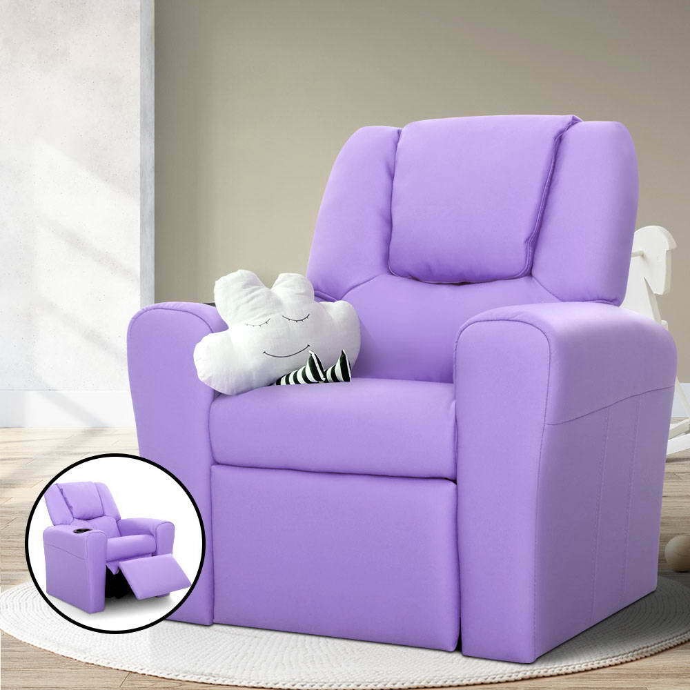 NNEDSZ Kids Recliner Chair Purple PU Leather Sofa Lounge Couch Children Armchair