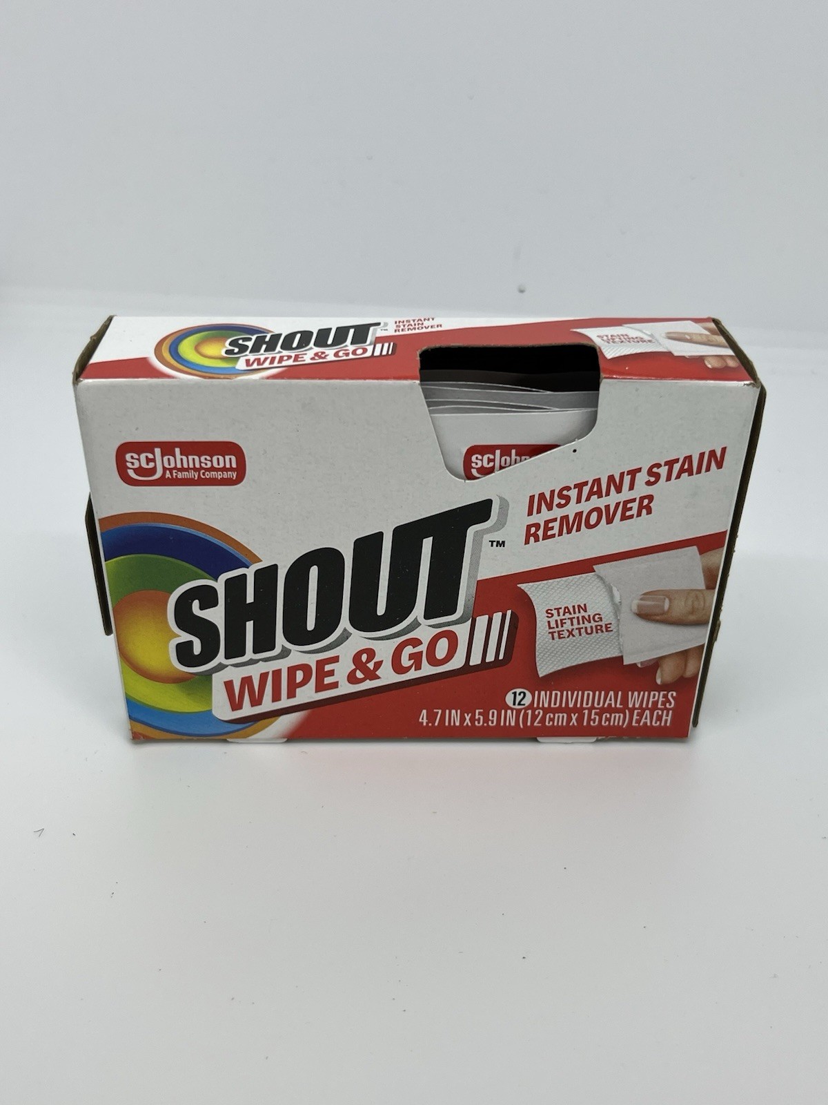 Shout Wipe and Go Instant Stain Remover, for On-The-Go Laundry Stains, 12 Count
