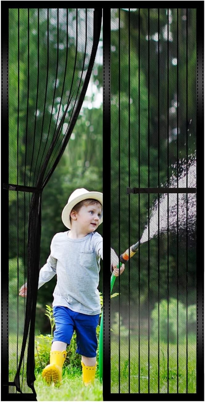 Heavy Duty Magnetic Mesh Screen Door Self Sealing Fits Door Size 38x82 Inch New
