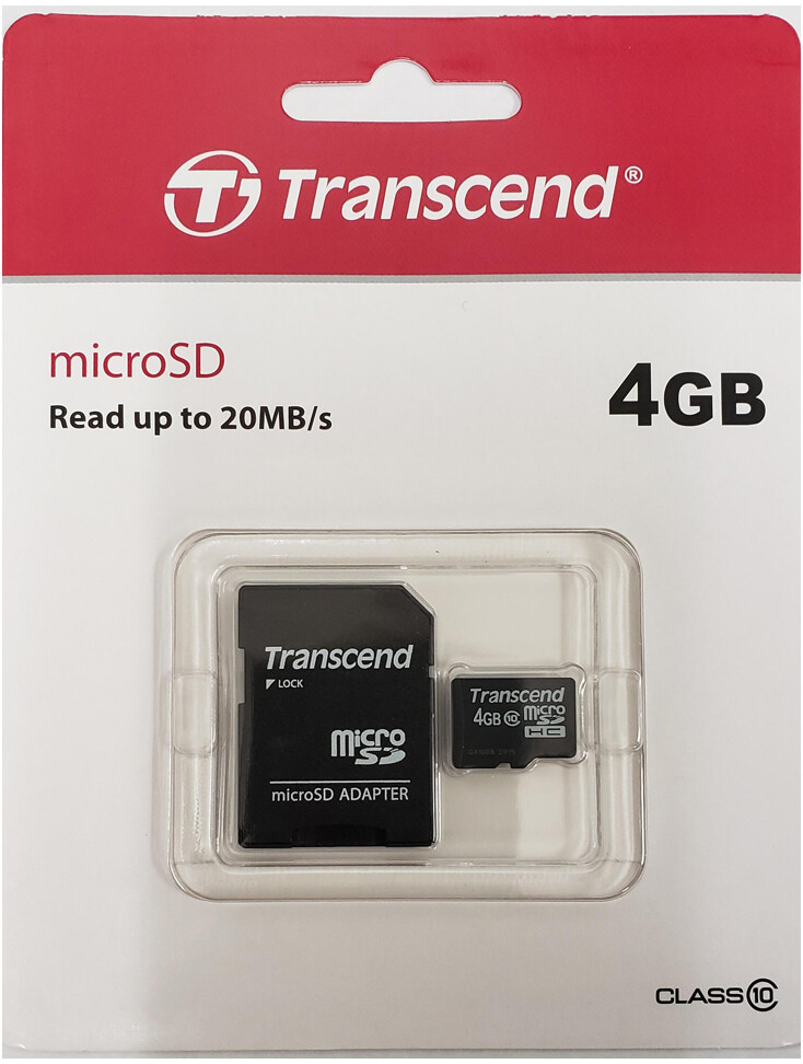 Transcend 4GB MicroSDHC Memory Card + Adapter for Samsung Galaxy S5 S7 S9 S10