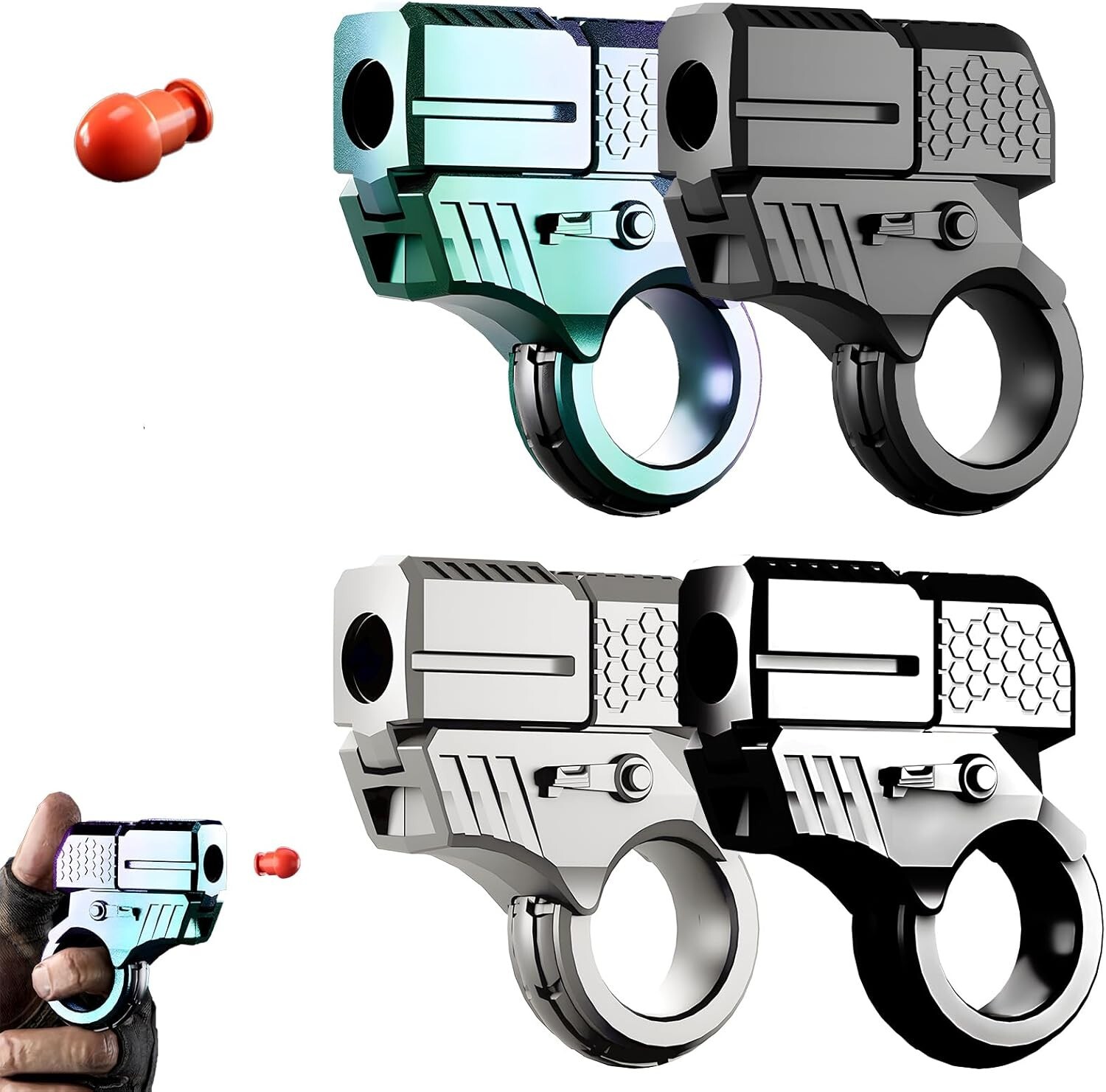 Metal Alloy Gun Folding Hand Adult Toys Fidget Ring EDC Spinner Decompression